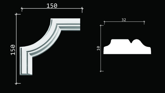 C1-DD603/Декоративный уголок гладкий (150*150*10мм)/4,