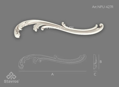 Резная накладка из полиуретана NPU-427R 357 × 78 × 16 мм