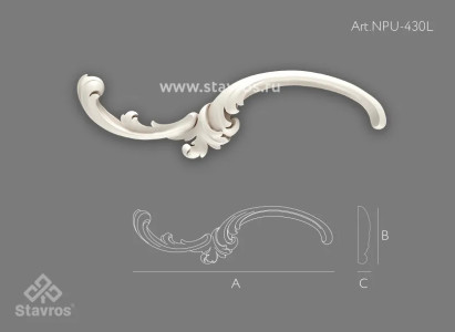 Резная накладка из полиуретана NPU-427L 357 × 78 × 16 мм