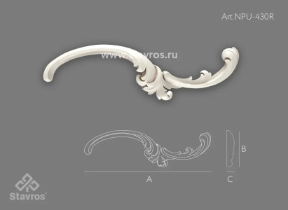 Резная накладка из полиуретана NPU-430R 225 × 64 × 14 мм